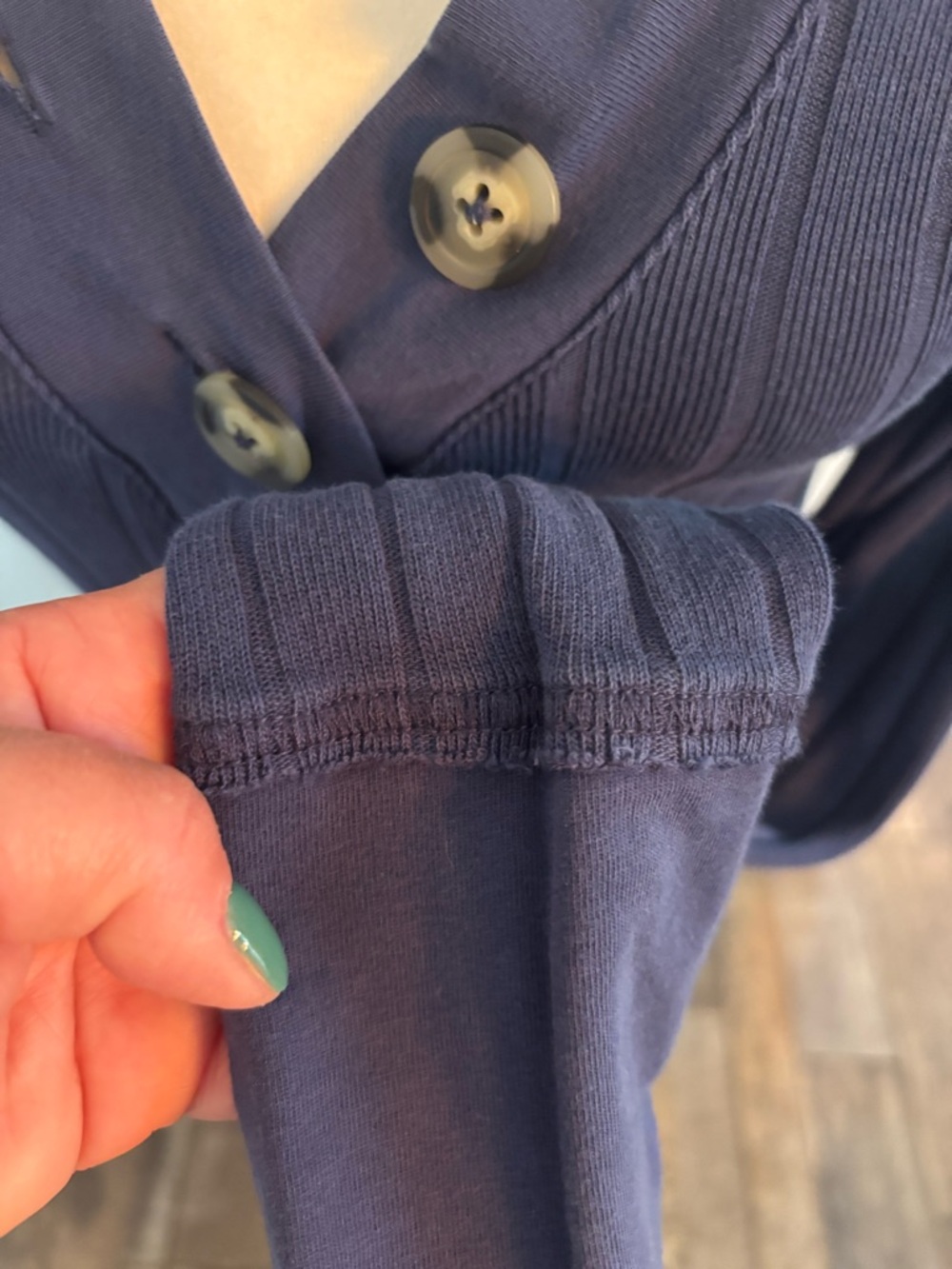 EUC FREE PEOPLE BEACH sunflower maxi Navy Ribbed V-Neck Button-Detail  Dress - Picture 4 of 8